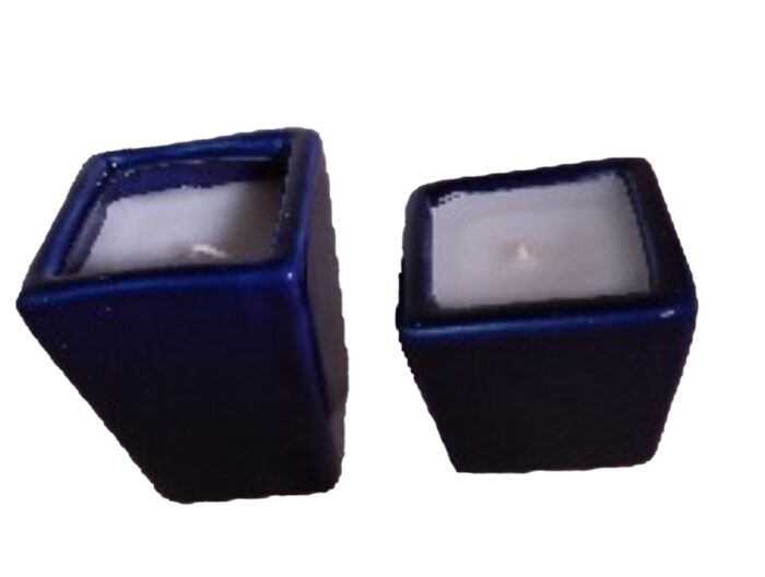 Cobalt Glass Candle Set