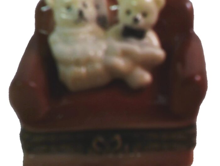 Bear Couple On Couch Trinket Box